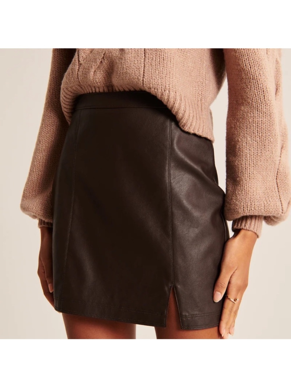 Abercrombie Brown vegan leather mini skirt